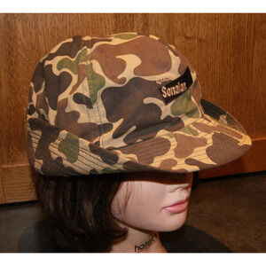 Vintage Elanco Sonalan Camo Hat Trapper Ear Flap Bucket Cap Size L USA Made
